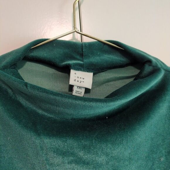 NEW A New Day Women's XXL Velvet Ruched Dress Green Plus BEAUTIFUL - Picture 2 of 7